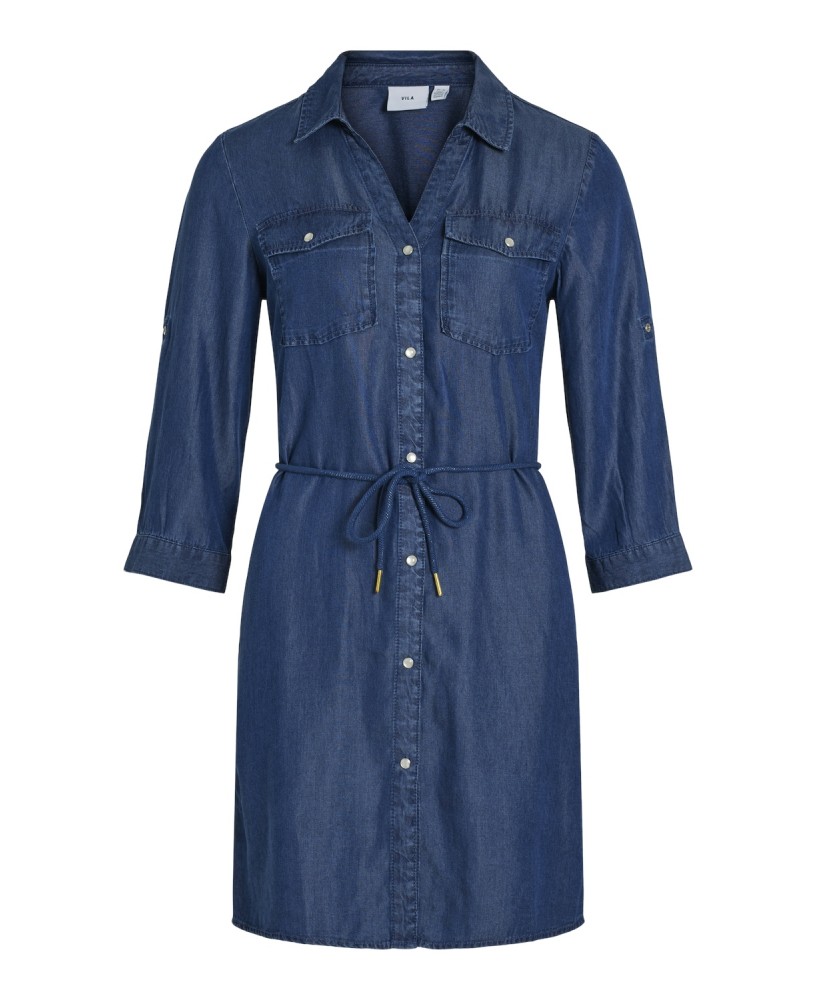 Robe denim de Vila.  VIGIVANI 3/4 SLEEVE SHORT DRESS/LS. Chez DRESS CODE Shop Colmar Alsace.